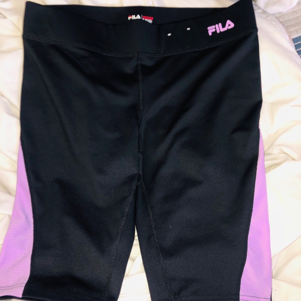 New filas sports cropped leggings purple and black